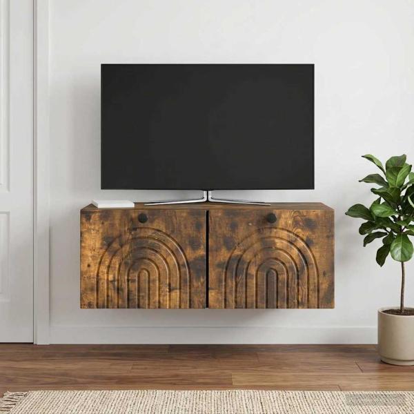 ARDEBO.de - Wandmontierter TV-Schrank Geräucherte Eiche 78,5 x 31 x 30 cm