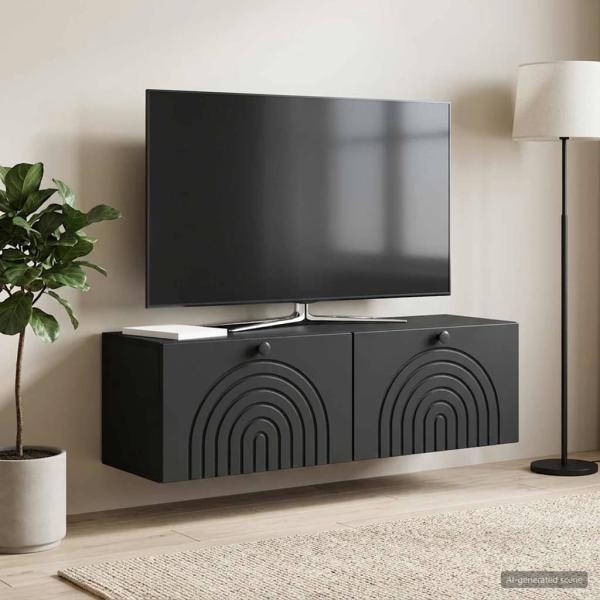 ARDEBO.de - Wandmontierter TV-Schrank Schwarz 98 x 31 x 30 cm Holzwerkstoff