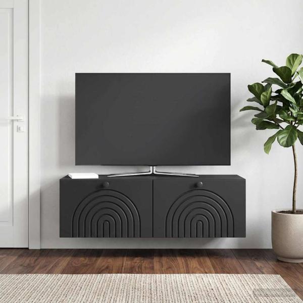 Wandmontierter TV-Schrank Schwarz 98 x 31 x 30 cm Holzwerkstoff