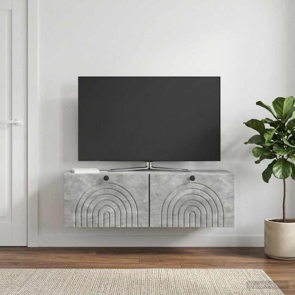 ARDEBO.de - Wandmontierter TV-Schrank Betongrau 98 x 31 x 30 cm