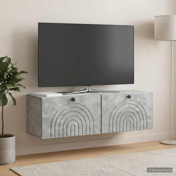 Wandmontierter TV-Schrank Betongrau 98 x 31 x 30 cm