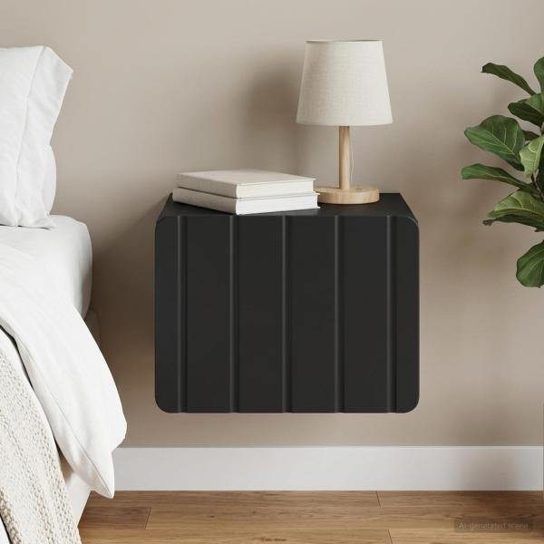 ARDEBO.de - Wandmontierter Nachttisch Schwarz 33 x 34,5 x 24 cm