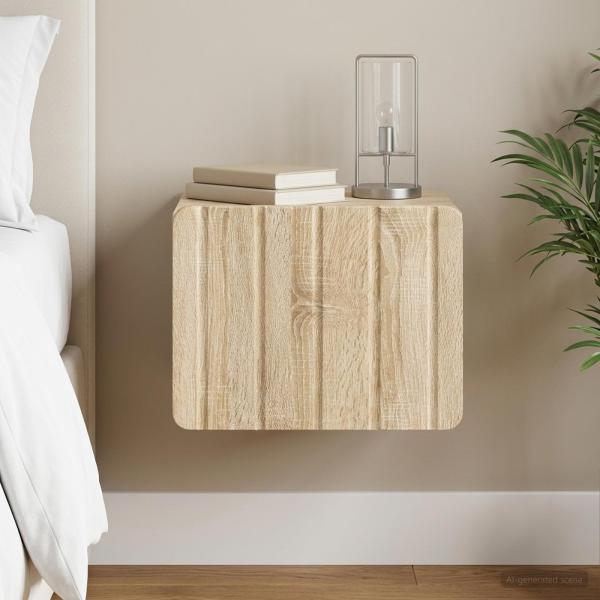ARDEBO.de - Wandmontierter Nachttisch Sonoma-Eiche 33 x 34,5 x 24 cm