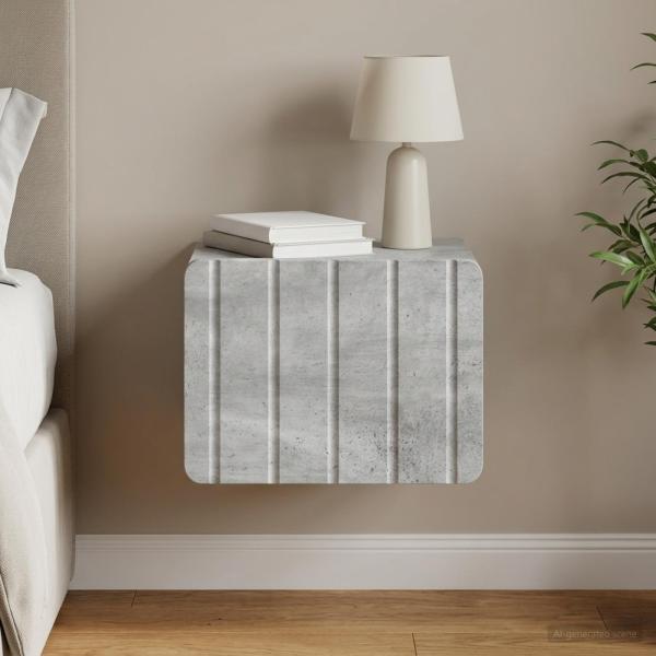 ARDEBO.de - Wandmontierter Nachttisch Betongrau 33 x 34,5 x 24 cm