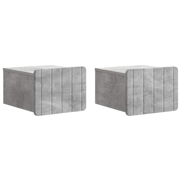 Wandmontierter Nachttisch 2 stk. Betongrau 33 x 34,5 x 24 cm