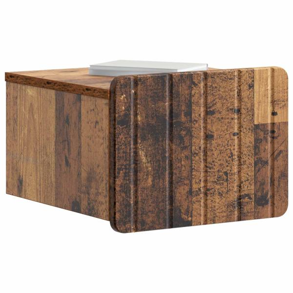 Wandmontierter Nachttisch Altholz 33 x 34,5 x 24 cm