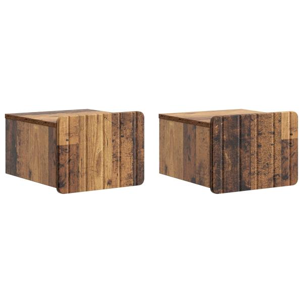Wandmontierter Nachttisch 2 stk. Altholz 33 x 34,5 x 24 cm
