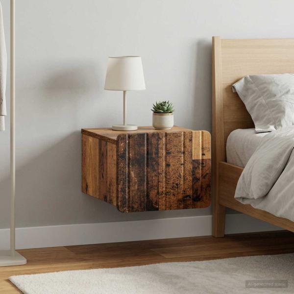 Wandmontierter Nachttisch 2 stk. Altholz 33 x 34,5 x 24 cm