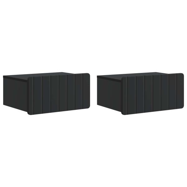 Wandmontierter Nachttisch 2 stk. Schwarz 49 x 34,5 x 24 cm