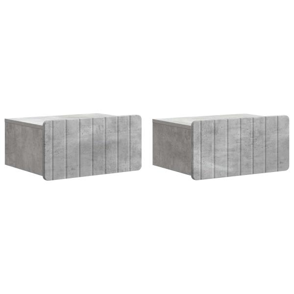 Wandmontierter Nachttisch 2 stk. Betongrau 49 x 34,5 x 24 cm