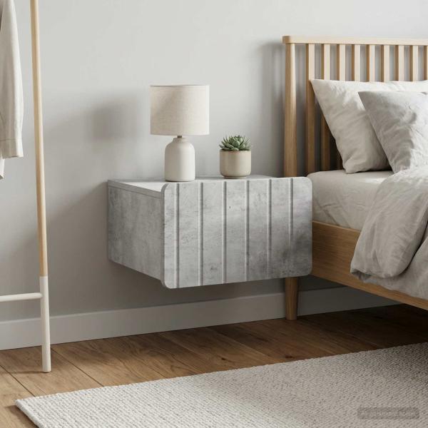 Wandmontierter Nachttisch 2 stk. Betongrau 49 x 34,5 x 24 cm