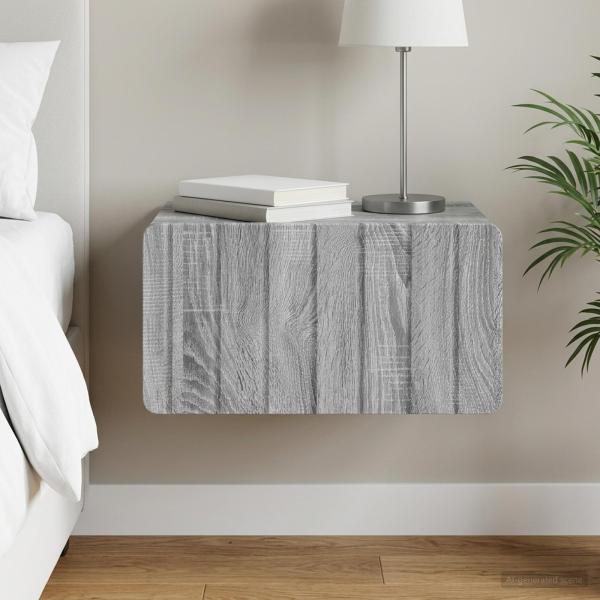 ARDEBO.de - Wandmontierter Nachttisch Graues Sonoma 49 x 34,5 x 24 cm