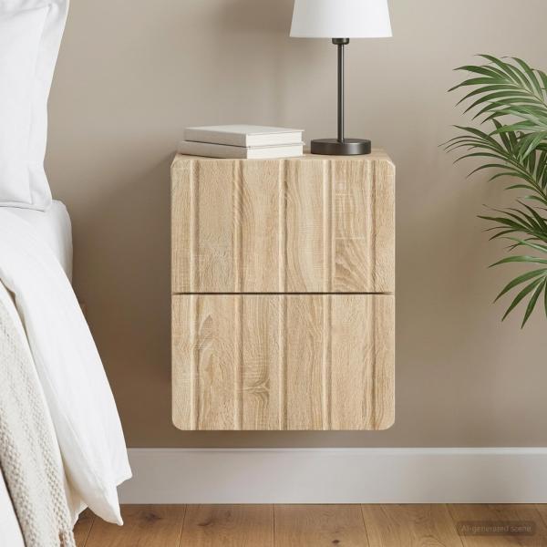 ARDEBO.de - Wandmontierter Nachttisch Sonoma-Eiche 33 x 34,5 x 43 cm