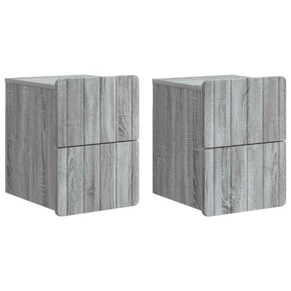 Wandmontierter Nachttisch 2 Stk. Sonoma-Grau 33 x 34,5 x 43 cm