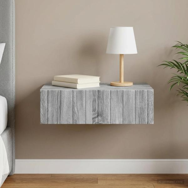 ARDEBO.de - Wandmontierter Beistelltisch Graues Sonoma 59 x 34,5 x 17 cm