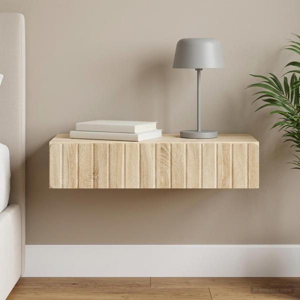 ARDEBO.de - Wandmontierter Beistelltisch Sonoma-Eiche 87,5 x 34,5 x 17 cm
