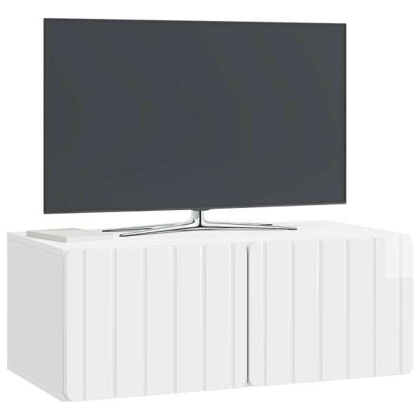 Wandmontierter TV-Schrank 78,5 x 41 x 30 cm Hochglanz Weiß