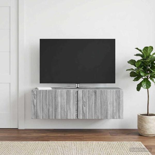 ARDEBO.de - Wandmontierter TV-Schrank 98 x 41 x 30 cm Sonoma-Grau