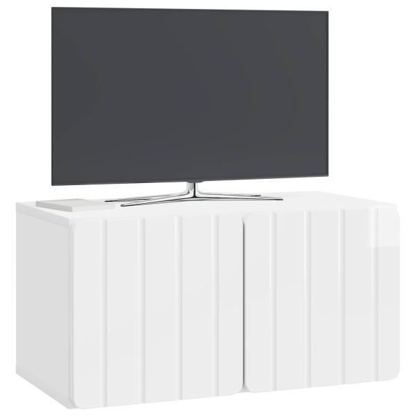 Wandmontierter TV-Schrank 59,5 x 31 x 30 cm Hochglanz Weiß