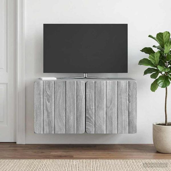 ARDEBO.de - Wandmontierter TV-Schrank 59,5 x 31 x 30 cm Sonoma-Grau