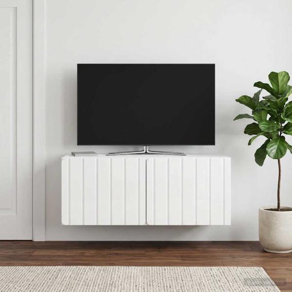ARDEBO.de - Wandmontierter TV-Schrank 78,5 x 31 x 30 cm Hochglanz Weiß