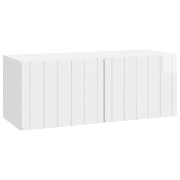Wandmontierter TV-Schrank 78,5 x 31 x 30 cm Hochglanz Weiß