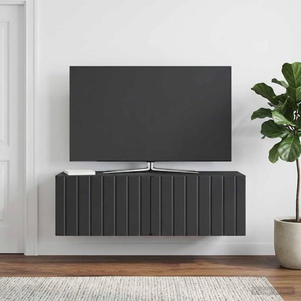 ARDEBO.de - Wandmontierter TV-Schrank 98 x 31 x 30 cm Schwarz Holzwerkstoff