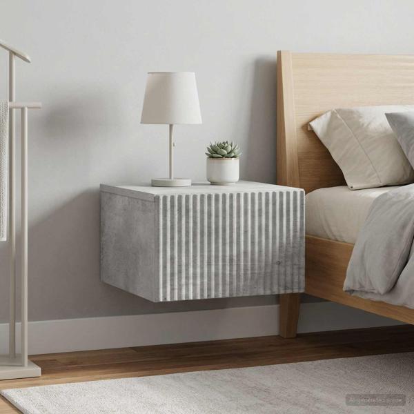 ARDEBO.de - Wandmontierter Nachttisch 2 Stk. Betongrau 33 x 34,5 x 20 cm