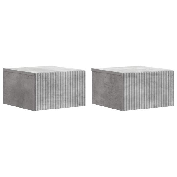 Wandmontierter Nachttisch 2 Stk. Betongrau 33 x 34,5 x 20 cm