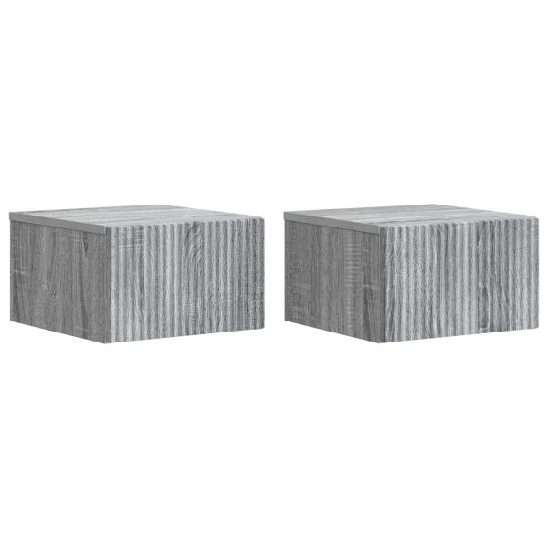 Wandmontierter Nachttisch 2 Stk. Sonoma-Grau 33 x 34,5 x 20 cm