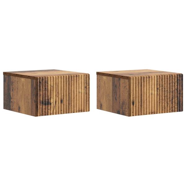 Wandmontierter Nachttisch 2 Stk. Altholz 33 x 34,5 x 20 cm