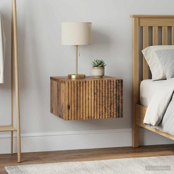Wandmontierter Nachttisch 2 Stk. Altholz 33 x 34,5 x 20 cm