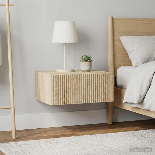 ARDEBO.de - Wandmontierter Nachttisch 2 Stk. Sonoma-Eiche 49 x 34,5 x 20 cm