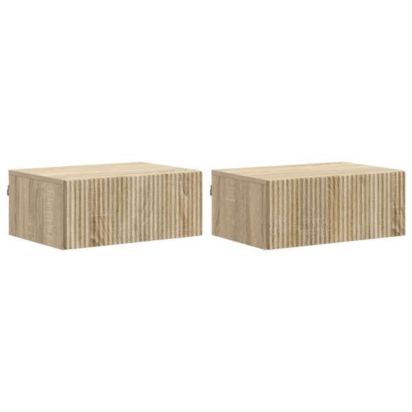 Wandmontierter Nachttisch 2 Stk. Sonoma-Eiche 49 x 34,5 x 20 cm