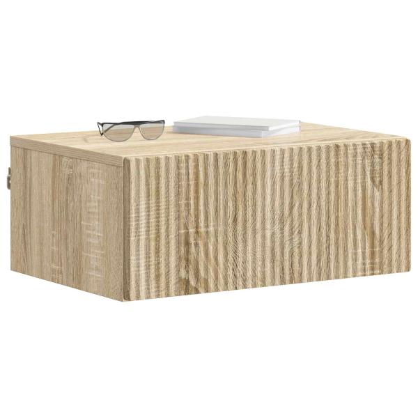 Wandmontierter Nachttisch 2 Stk. Sonoma-Eiche 49 x 34,5 x 20 cm