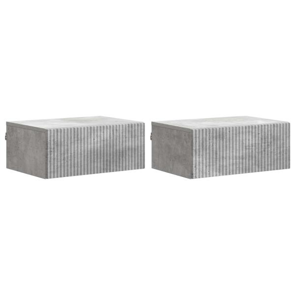 Wandmontierter Nachttisch 2 Stk. Betongrau 49 x 34,5 x 20 cm