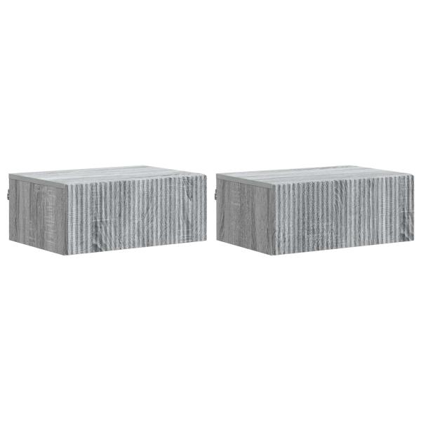 Wandmontierter Nachttisch 2 Stk. Sonoma-Grau 49 x 34,5 x 20 cm