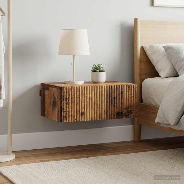 Wandmontierter Nachttisch 2 Stk. Altholz 49 x 34,5 x 20 cm