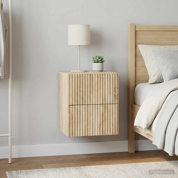 ARDEBO.de - Wandmontierter Nachttisch 2 Stk. Sonoma-Eiche 33 x 34,5 x 40 cm