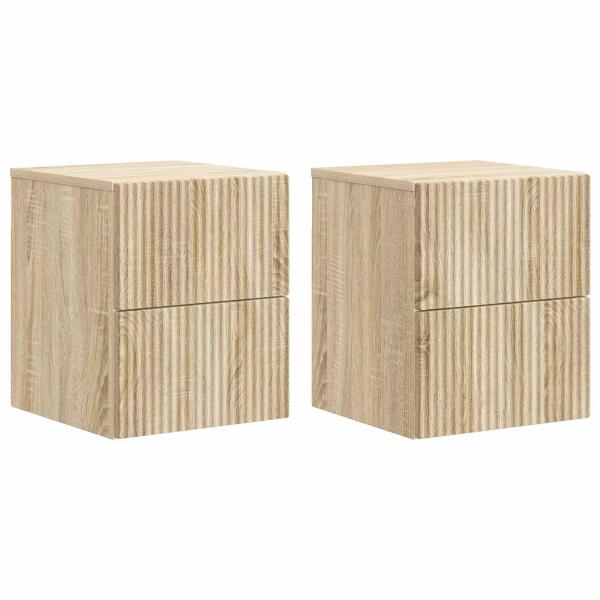 Wandmontierter Nachttisch 2 Stk. Sonoma-Eiche 33 x 34,5 x 40 cm