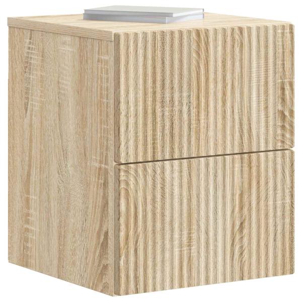Wandmontierter Nachttisch 2 Stk. Sonoma-Eiche 33 x 34,5 x 40 cm