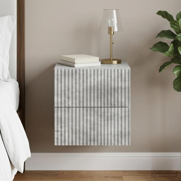 ARDEBO.de - Wandmontierter Nachttisch Betongrau 33 x 34,5 x 40 cm