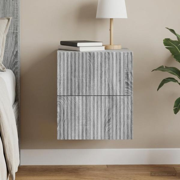 ARDEBO.de - Wandmontierter Nachttisch Sonoma-Grau 33 x 34,5 x 40 cm