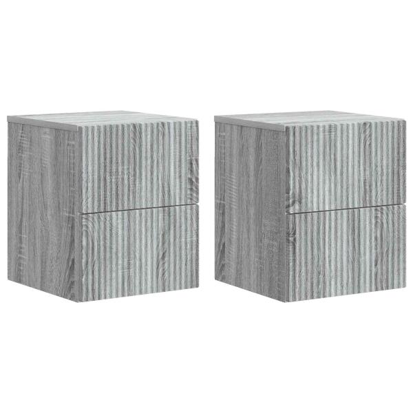 Wandmontierter Nachttisch 2 Stk. Sonoma-Grau 33 x 34,5 x 40 cm