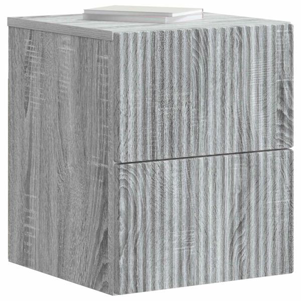 Wandmontierter Nachttisch 2 Stk. Sonoma-Grau 33 x 34,5 x 40 cm