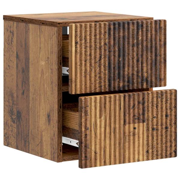 Wandmontierter Nachttisch Altholz 33 x 34,5 x 40 cm