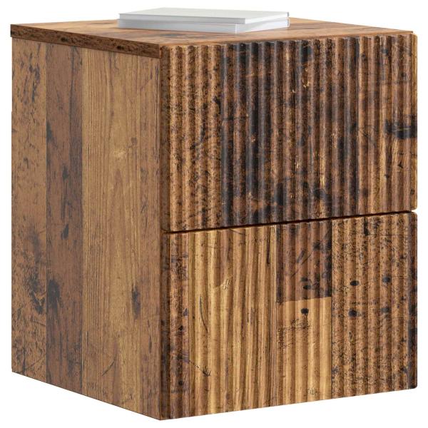 Wandmontierter Nachttisch 2 Stk. Altholz 33 x 34,5 x 40 cm