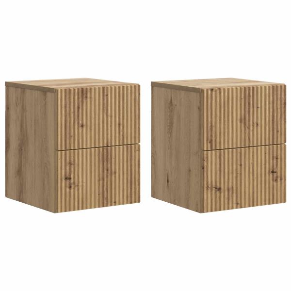 Wandmontierter Nachttisch 2 stk. Artisan-Eiche