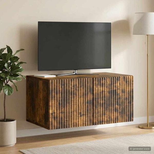Wandmontierter TV-Schrank 59,5 x 41 x 30 cm Räuchereiche