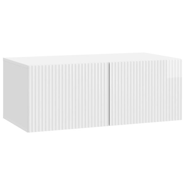 Wandmontierter TV-Schrank 78,5 x 41 x 30 cm Hochglanz Weiß